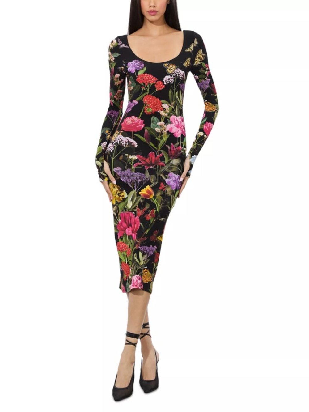 Alice + Olivia Delora Secret Garden Floral Midi Dress Size 10 - Picture 4 of 11